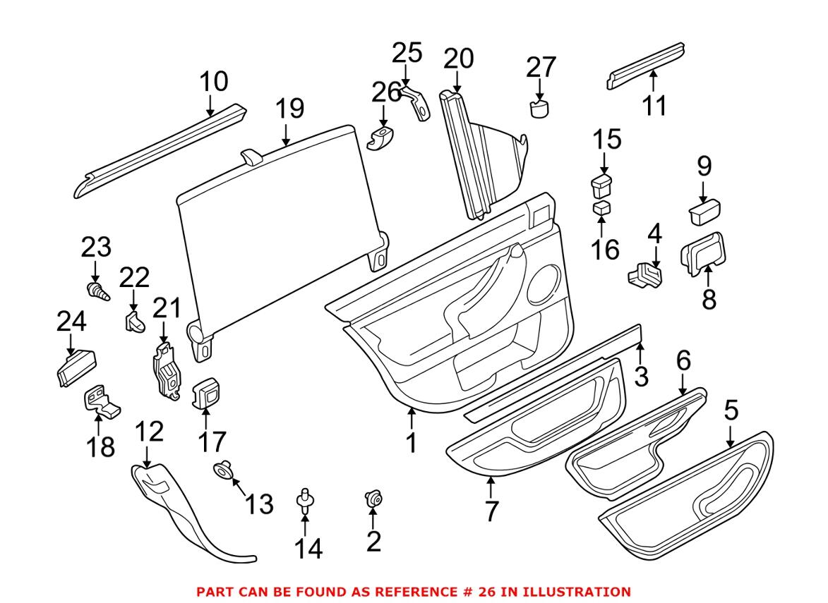 Window Sun Blind Hook - Rear (Door) (Black)